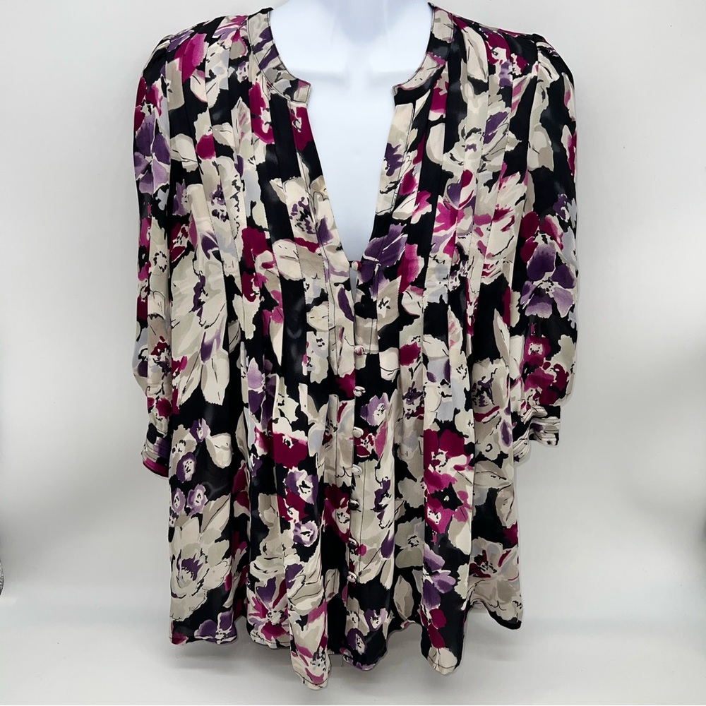 Joie Women’s Multi-Color Floral Blouse - Black, Purple, Cream, Gray Silk-Size XS